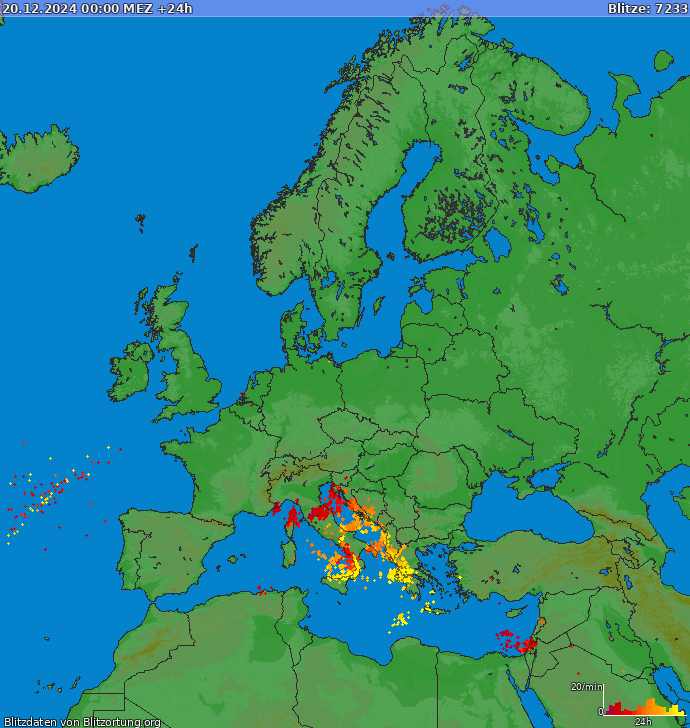 Mapa blesků Evropa 21.12.2024